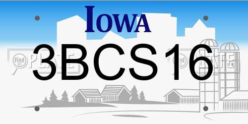 3BCS16 Iowa License Plate