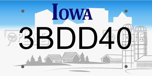 3BDD40 Iowa License Plate