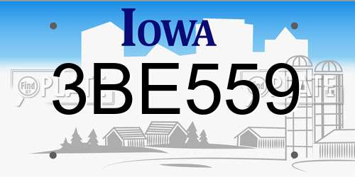 3BE559 Iowa License Plate