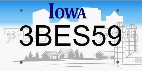 3BES59 Iowa License Plate