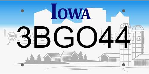 3BGO44 Iowa License Plate