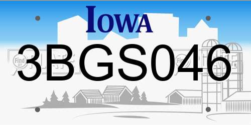 3BGS046 Iowa License Plate