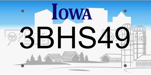3BHS49 Iowa License Plate