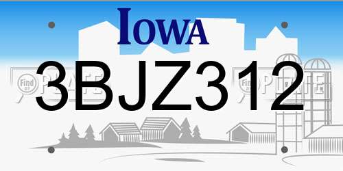 3BJZ312 Iowa License Plate