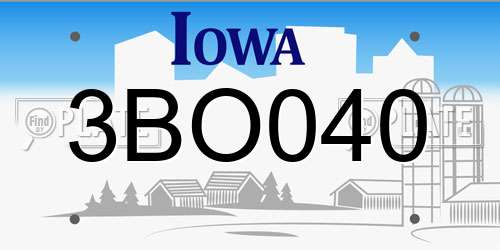 3BO040 Iowa License Plate