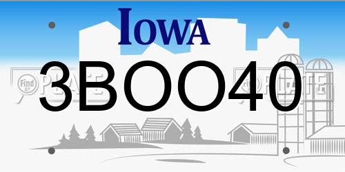 3BOO40 Iowa License Plate