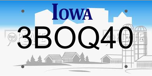 3BOQ40 Iowa License Plate
