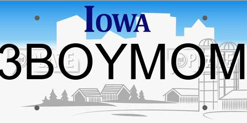 3BOYMOM Iowa License Plate