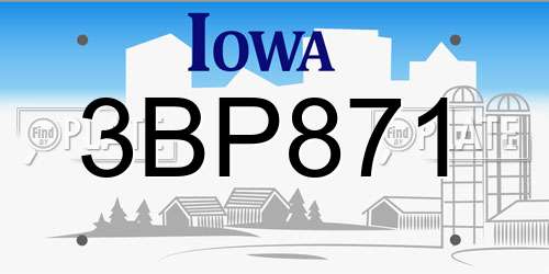 3BP871 Iowa License Plate