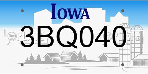 3BQ040 Iowa License Plate