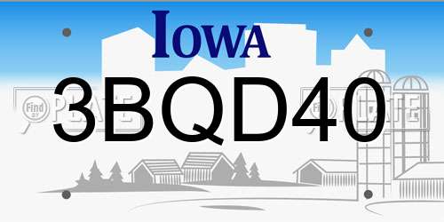 3BQD40 Iowa License Plate