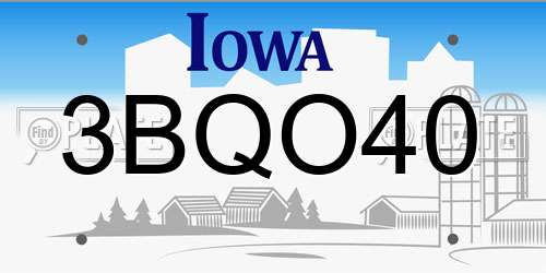 3BQO40 Iowa License Plate