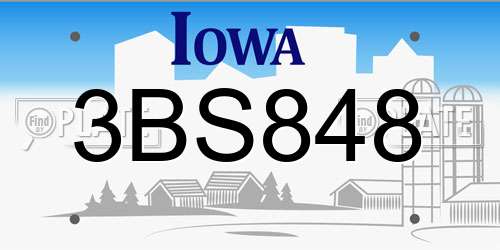 3BS848 Iowa License Plate
