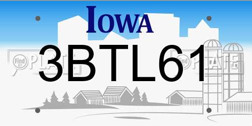 3BTL61 Iowa License Plate