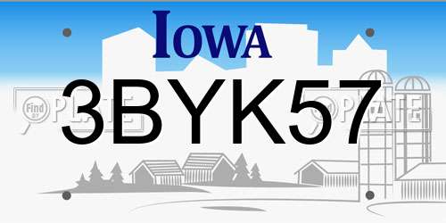 3BYK57 Iowa License Plate