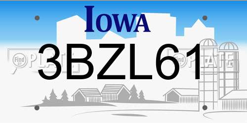 3BZL61 Iowa License Plate