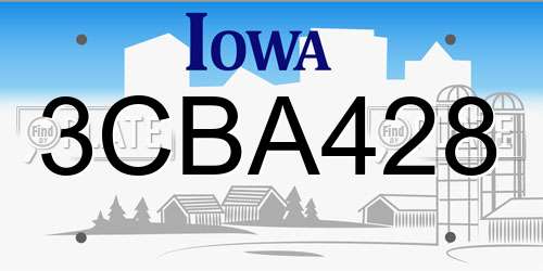 3CBA428 Iowa License Plate