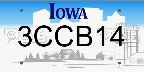 3CCB14 Iowa License Plate