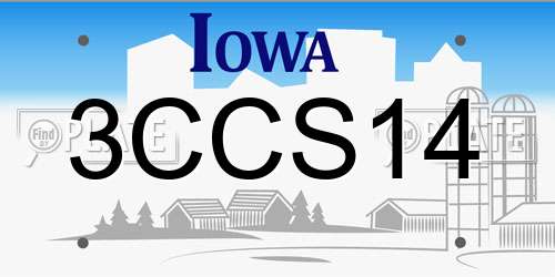 3CCS14 Iowa License Plate