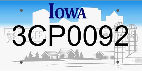 3CP0092 Iowa License Plate