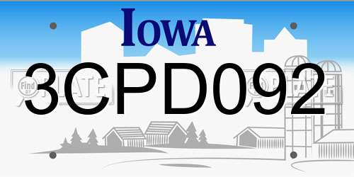 3CPD092 Iowa License Plate