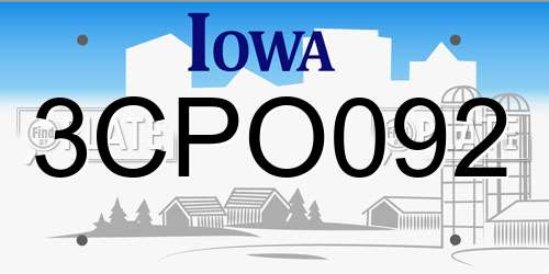 3CPO092 Iowa License Plate