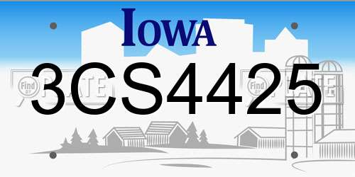 3CS4425 Iowa License Plate