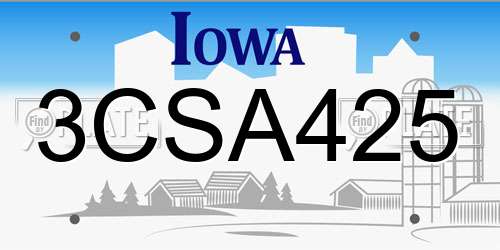 3CSA425 Iowa License Plate