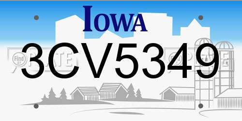 3CV5349 Iowa License Plate