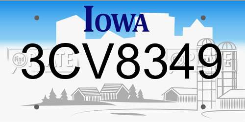 3CV8349 Iowa License Plate