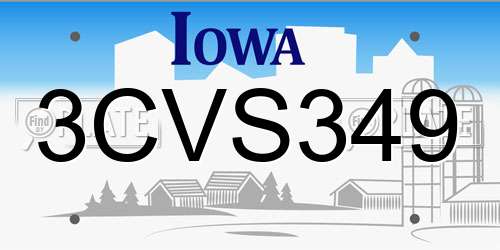 3CVS349 Iowa License Plate