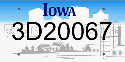 3D20067 Iowa License Plate