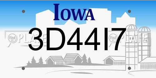 3D44I7 Iowa License Plate