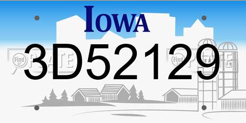 3D52129 Iowa License Plate