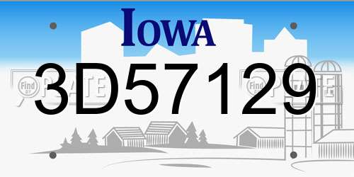 3D57129 Iowa License Plate
