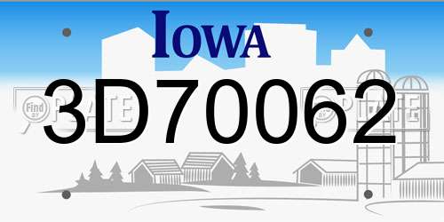 3D70062 Iowa License Plate