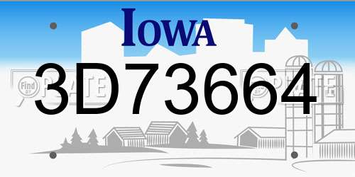 3D73664 Iowa License Plate