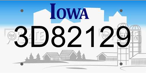 3D82129 Iowa License Plate