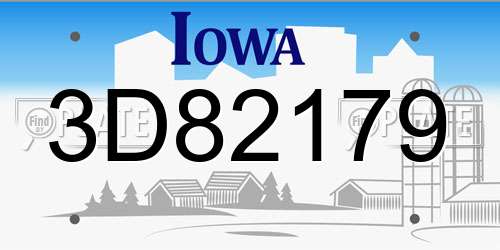 3D82179 Iowa License Plate