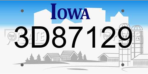 3D87129 Iowa License Plate