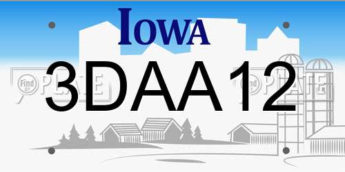 3DAA12 Iowa License Plate