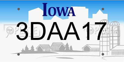 3DAA17 Iowa License Plate