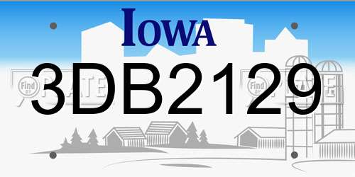 3DB2129 Iowa License Plate