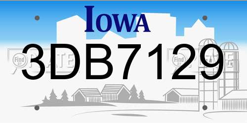 3DB7129 Iowa License Plate