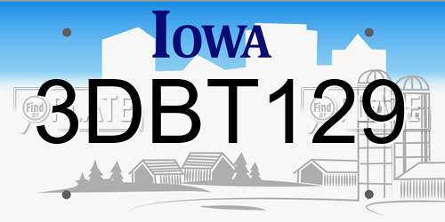 3DBT129 Iowa License Plate