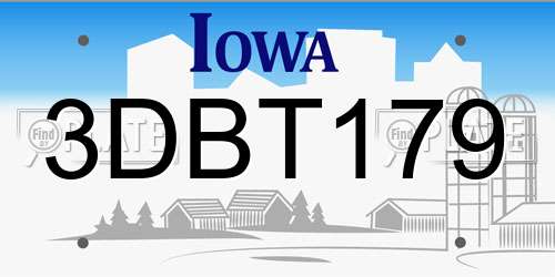 3DBT179 Iowa License Plate