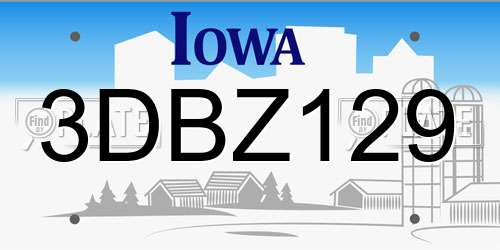 3DBZ129 Iowa License Plate
