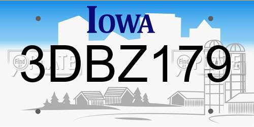 3DBZ179 Iowa License Plate