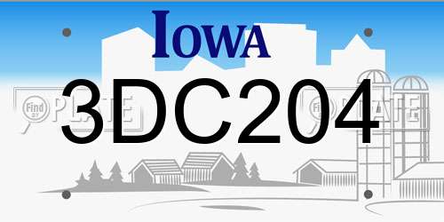 3DC204 Iowa License Plate