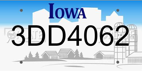 3DD4062 Iowa License Plate